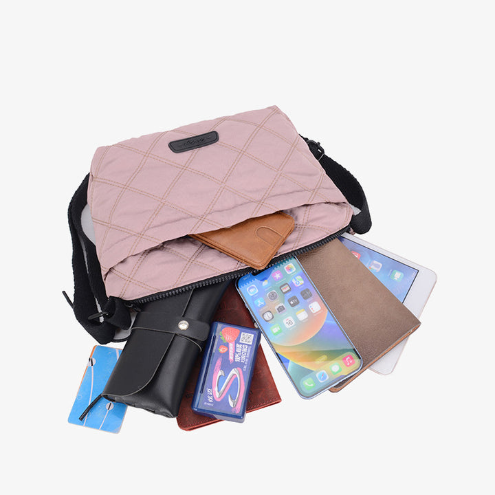 Karierte Umhängetasche für Frauen, wasserdicht, leuchtende Farbe, Nylon-Geldbörse - image 1