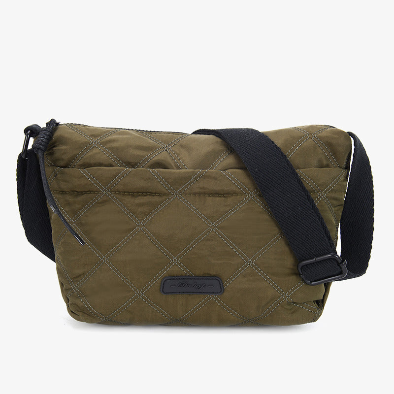 Karierte Umhängetasche für Frauen, wasserdicht, leuchtende Farbe, Nylon-Geldbörse - Olive - image 24