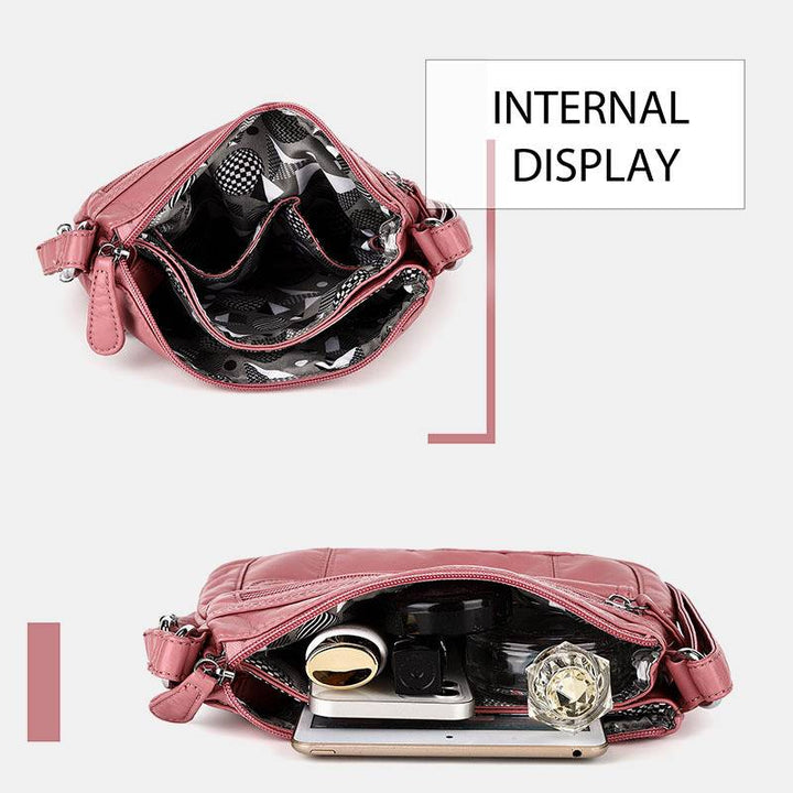 Damen Handtaschen und Geldbörsen Doppellagige Umhängetasche aus weichem Leder