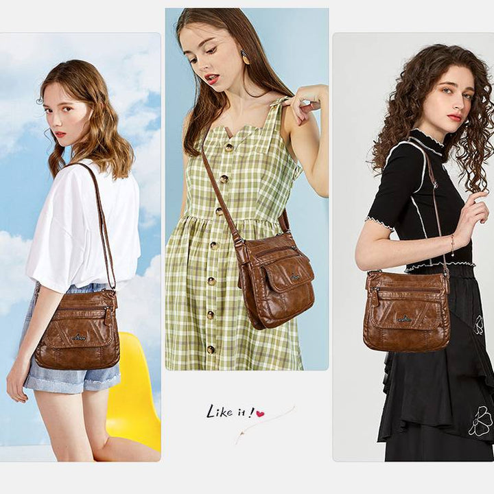 Damen Handtaschen und Geldbörsen Doppellagige Umhängetasche aus weichem Leder