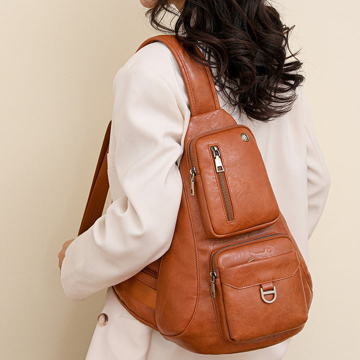 Große Schultertasche aus Leder für Damen, Weekender, minimalistische Umhängetasche