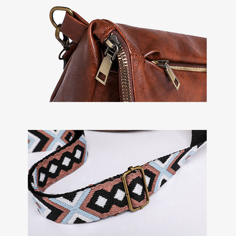 Retro-Umhängetasche für Damen, Bohemia, breiter Riemen, Unterarmtasche