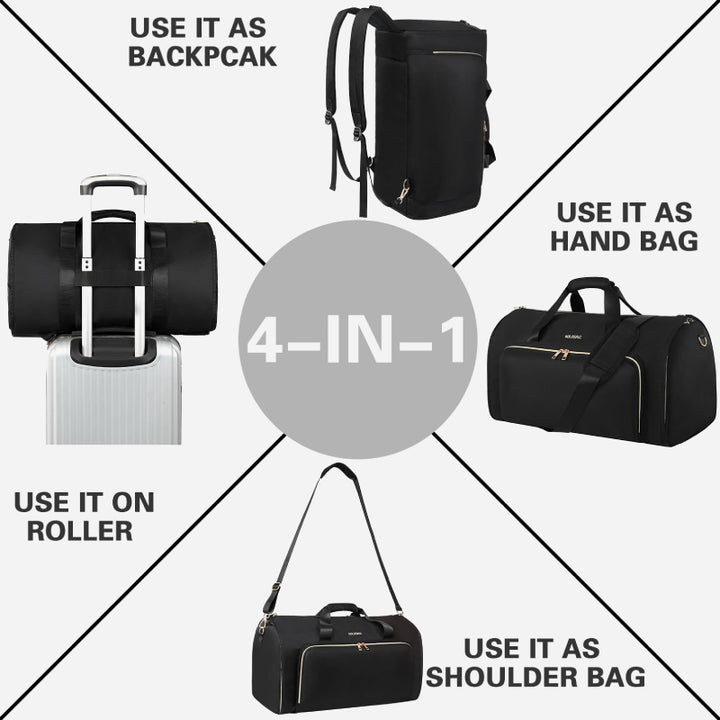 4-in-1-Reisetasche, zusammenklappbarer, umwandelbarer Rucksack