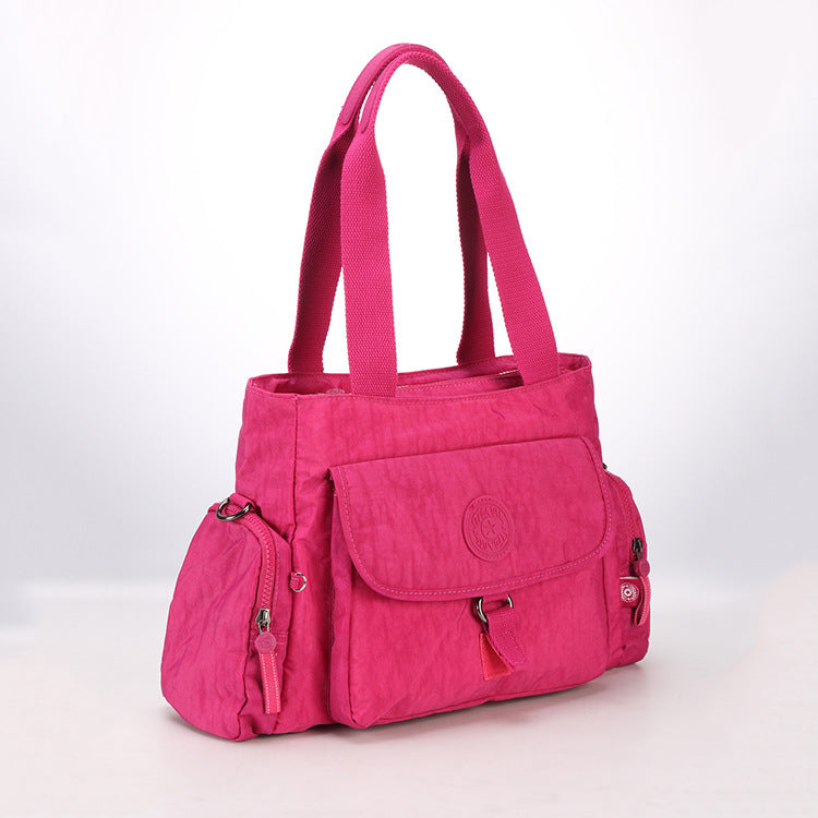 Damen Umhängetasche, leichte Schultertasche aus Nylon mit mehreren Taschen und Reißverschluss