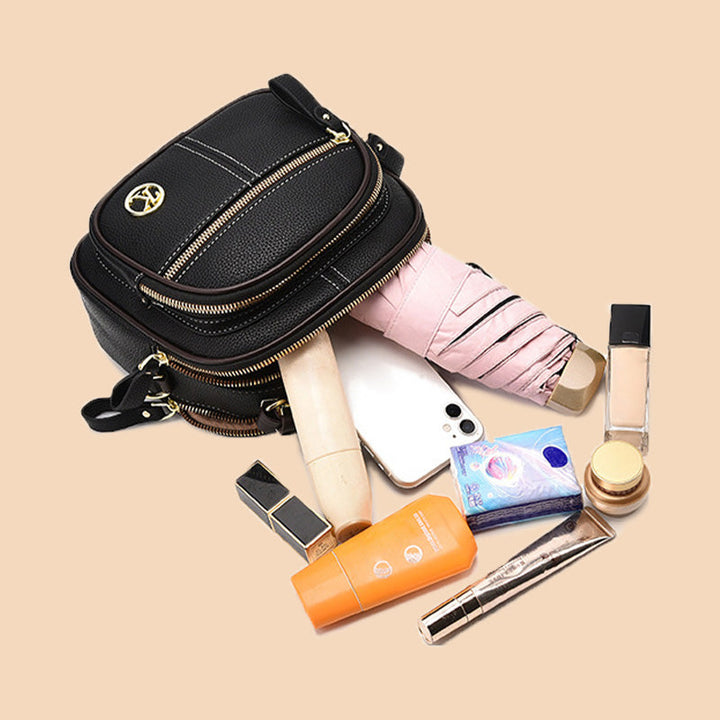 Runde Handtasche mit zwei Fächern für Damen, Dating-Umhängetasche aus Leder