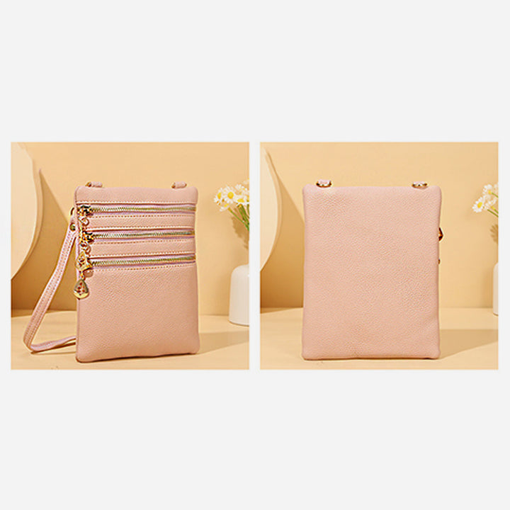 Umhängetasche aus Kunstleder mit drei Fächern, Handytasche