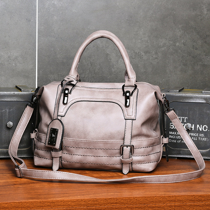 Retro Vegan Leder Tote Umhängetasche Arzttasche für Damen Boston Tasche