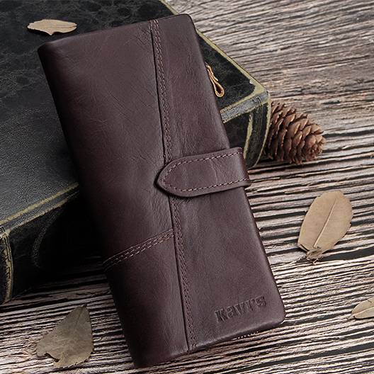 RFID-Geldbörse aus echtem Leder im Vintage-Stil mit großem Fassungsvermögen