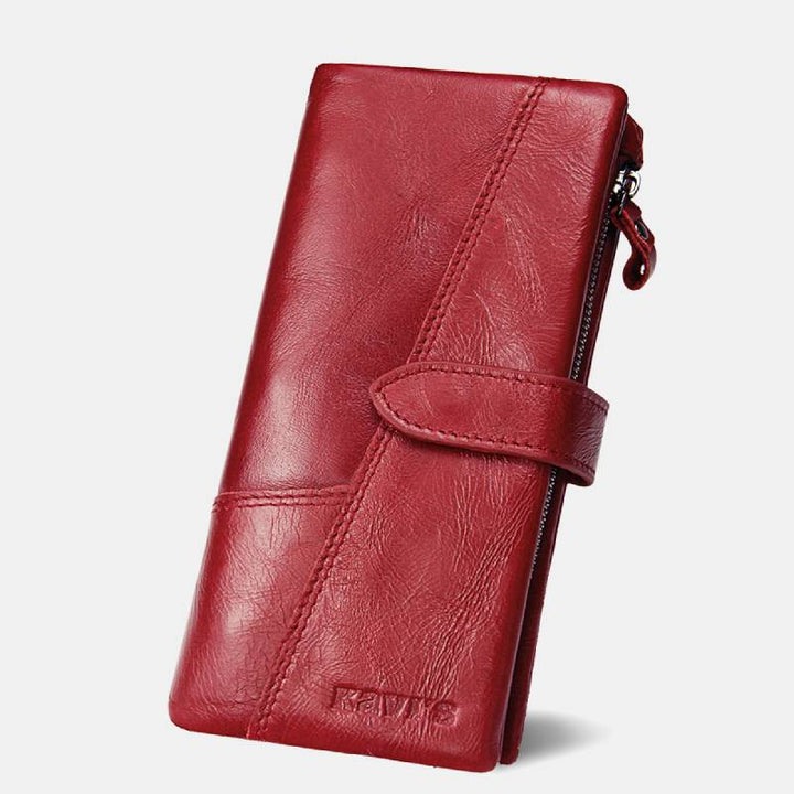 RFID-Geldbörse aus echtem Leder im Vintage-Stil mit großem Fassungsvermögen