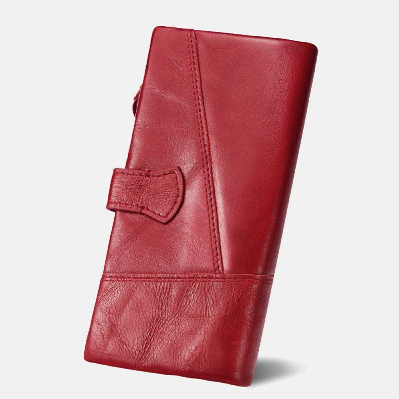 RFID-Geldbörse aus echtem Leder im Vintage-Stil mit großem Fassungsvermögen