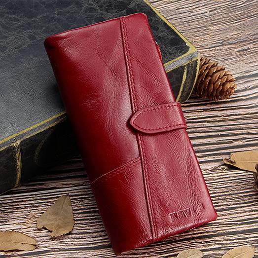 RFID-Geldbörse aus echtem Leder im Vintage-Stil mit großem Fassungsvermögen