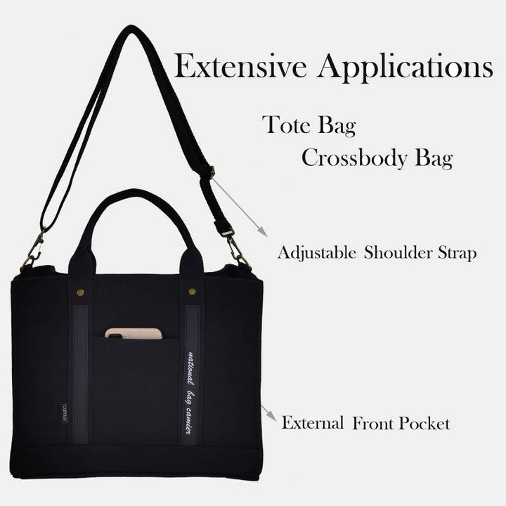Laptop Tote Handtasche Canvas Schultertasche Aktentasche für Reisen Büro Schule