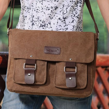 Kuriertasche für Herren, große Kapazität, lässige Schultertasche aus Segeltuch