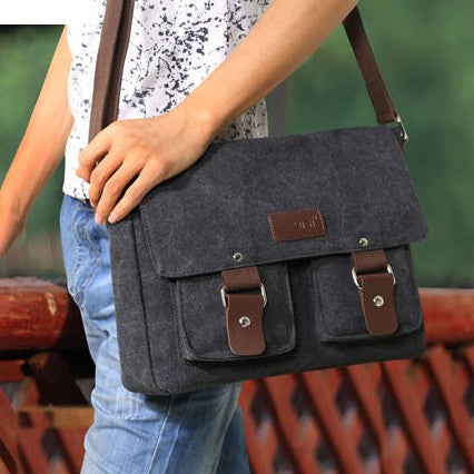 Kuriertasche für Herren, große Kapazität, lässige Schultertasche aus Segeltuch
