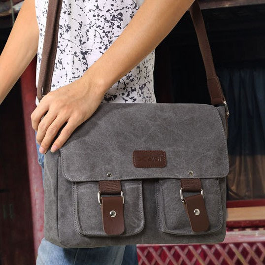 Kuriertasche für Herren, große Kapazität, lässige Schultertasche aus Segeltuch