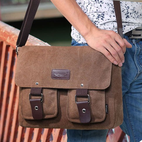 Kuriertasche für Herren, große Kapazität, lässige Schultertasche aus Segeltuch