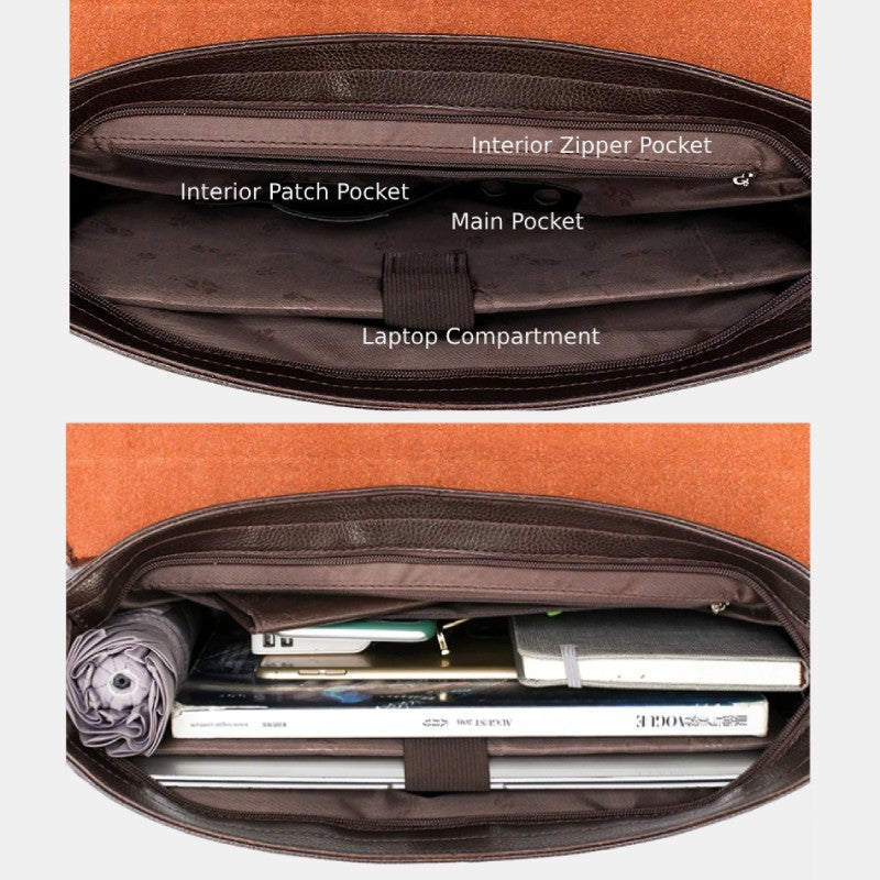 Aktentasche für Herren, Business-Computer, PU-Leder, lässige Umhängetasche