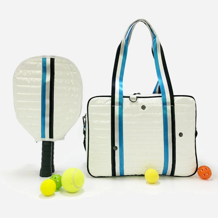 Pickleball-Schlägertasche für Sport, gestreifte Umhängetasche aus Daunenbaumwolle