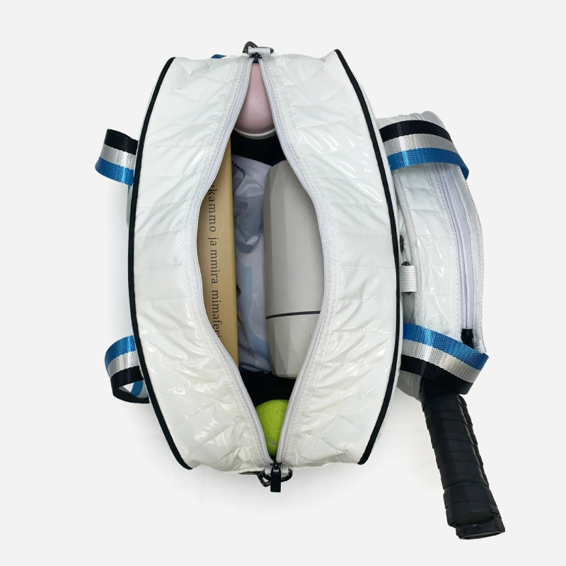 Pickleball-Schlägertasche für Sport, gestreifte Umhängetasche aus Daunenbaumwolle
