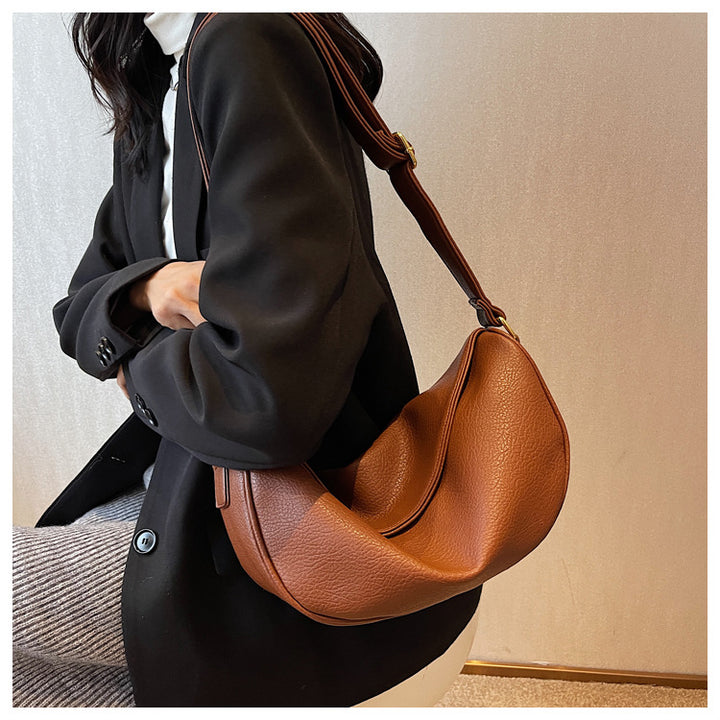 Umhängetasche für Damen, schlichte und lässige Hobo-Tasche aus PU-Leder