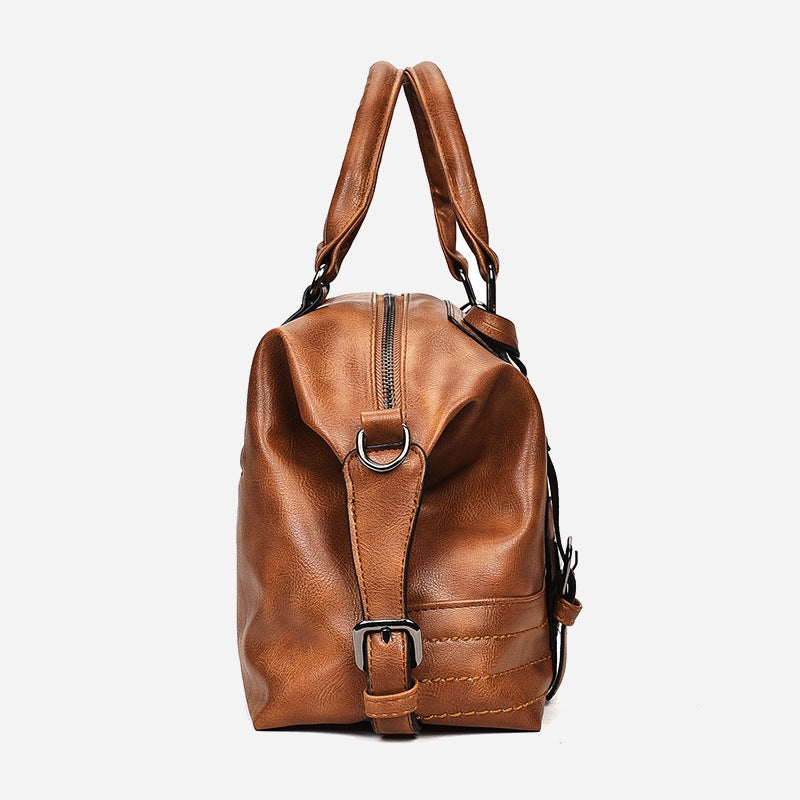 Retro Vegan Leder Tote Umhängetasche Arzttasche für Damen Boston Tasche