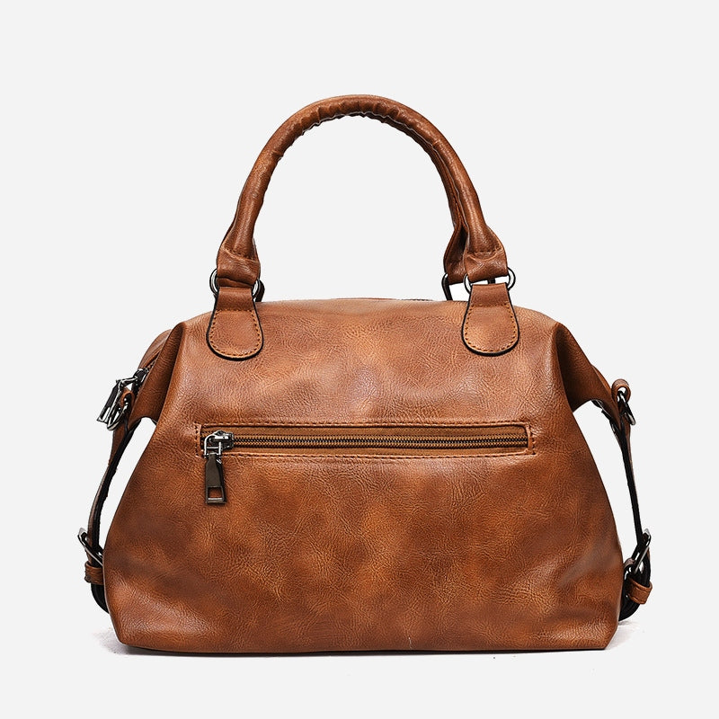 Retro Vegan Leder Tote Umhängetasche Arzttasche für Damen Boston Tasche
