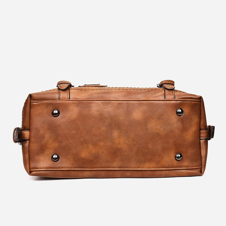 Retro Vegan Leder Tote Umhängetasche Arzttasche für Damen Boston Tasche