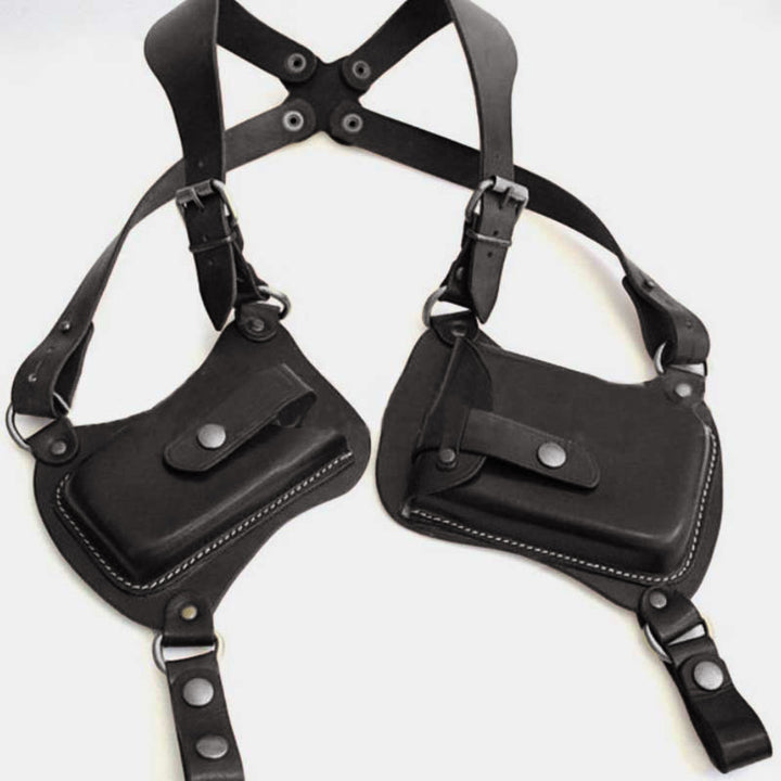 Leder Schulterholster Doppeltasche Schultergurt Weste Beutel Tasche