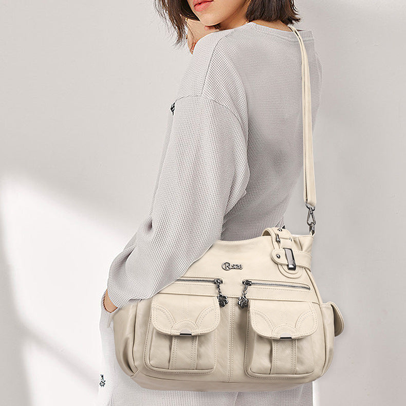 Tragetasche für Damen, für den täglichen Ausflug, mehrere Taschen, einfarbige Tasche - image 4