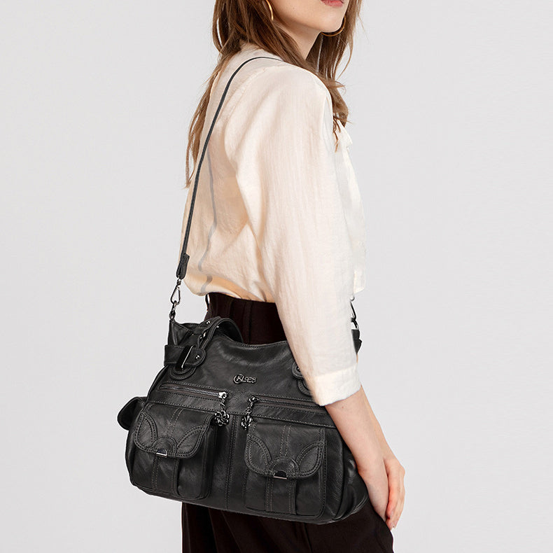 Tragetasche für Damen, für den täglichen Ausflug, mehrere Taschen, einfarbige Tasche - image 5