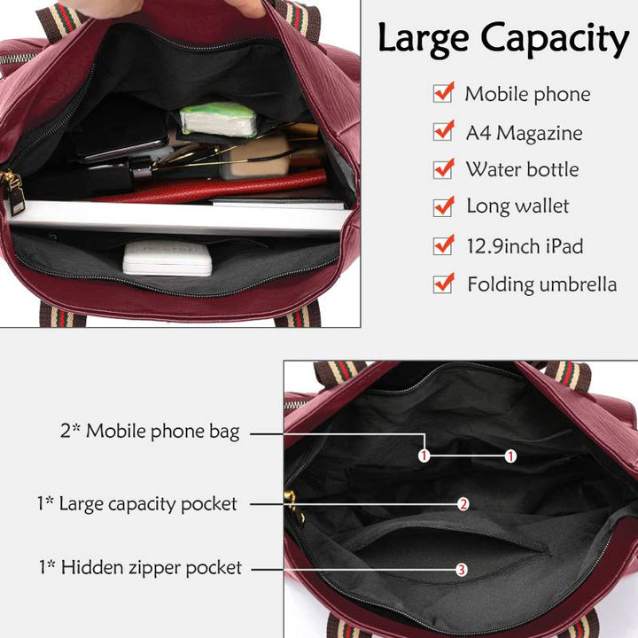Tragetasche mit mehreren Taschen für Damen, Schultertasche aus PU-Leder, Umhängetasche