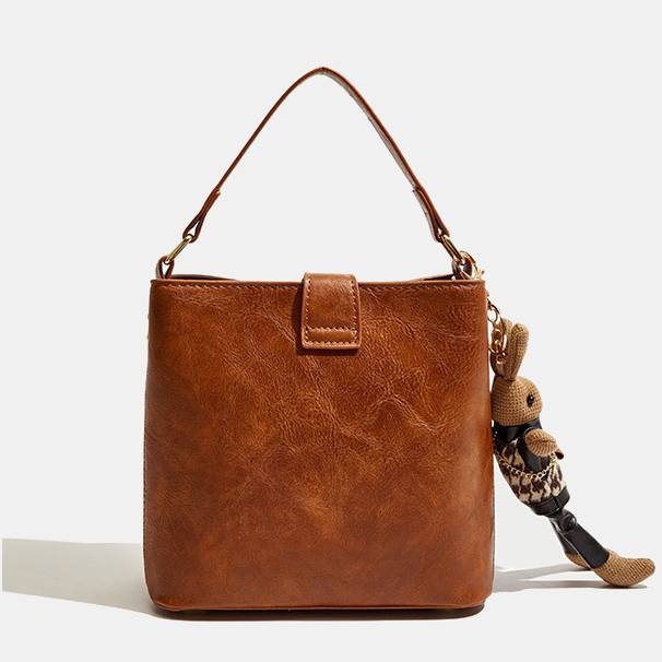 Damen Bucket Bag mit breitem Riemen, einfarbig, elegante Umhängetasche