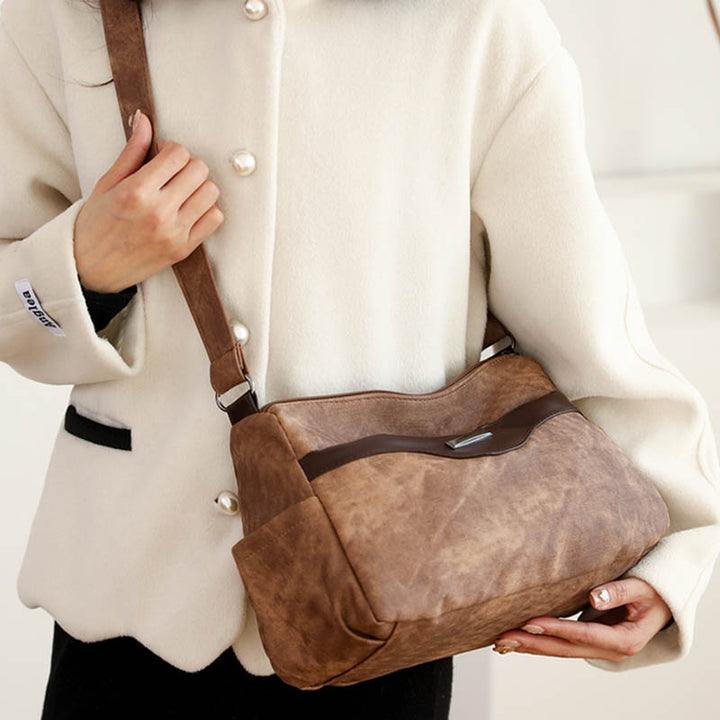 Retro Umhängetasche Damen Farblich passende kurze Reise Leder Geldbörse