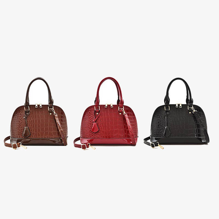Umhängetasche mit Krokodilprägung, stilvolle Handtasche in Muschelform