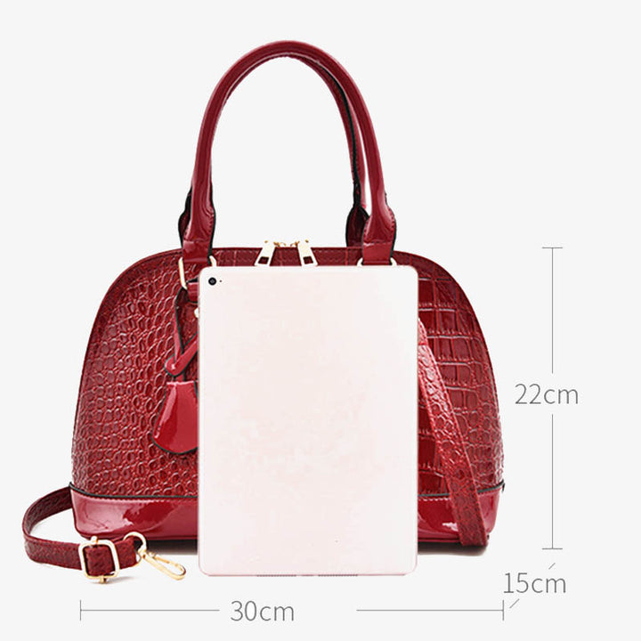 Umhängetasche mit Krokodilprägung, stilvolle Handtasche in Muschelform