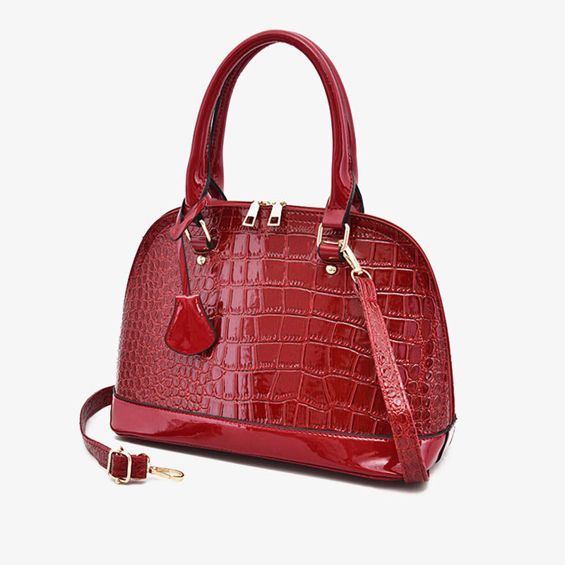 Umhängetasche mit Krokodilprägung, stilvolle Handtasche in Muschelform