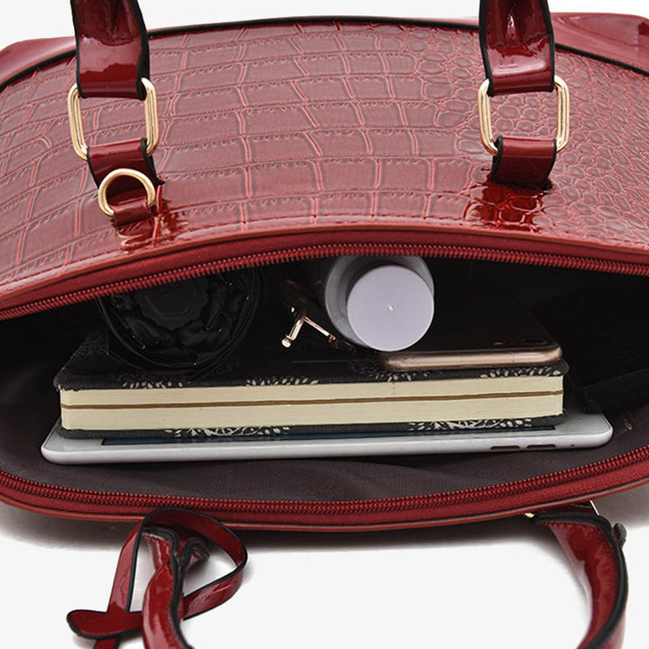 Umhängetasche mit Krokodilprägung, stilvolle Handtasche in Muschelform