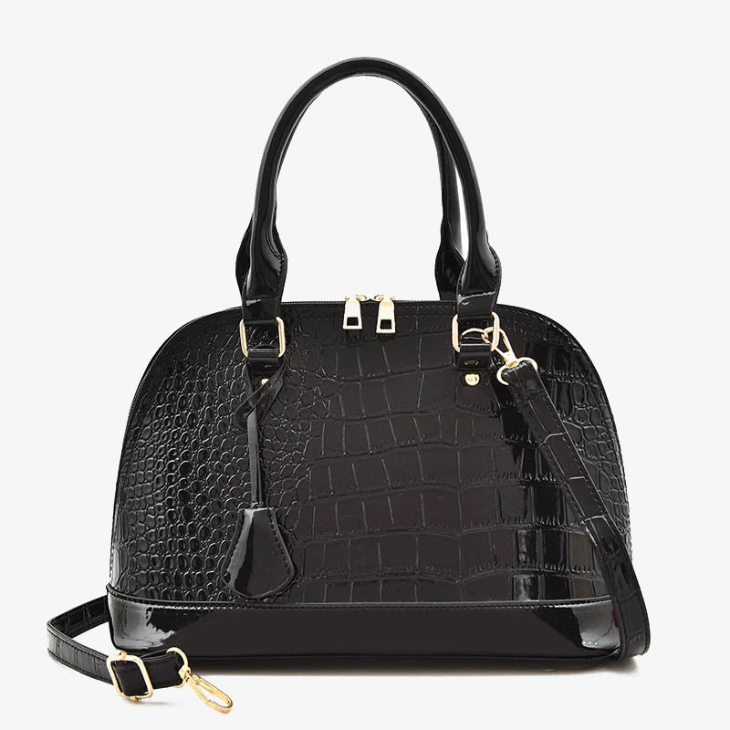 Umhängetasche mit Krokodilprägung, stilvolle Handtasche in Muschelform