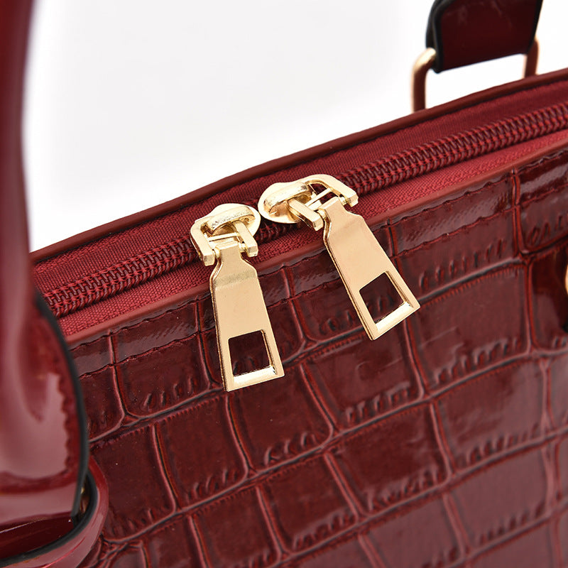 Umhängetasche mit Krokodilprägung, stilvolle Handtasche in Muschelform