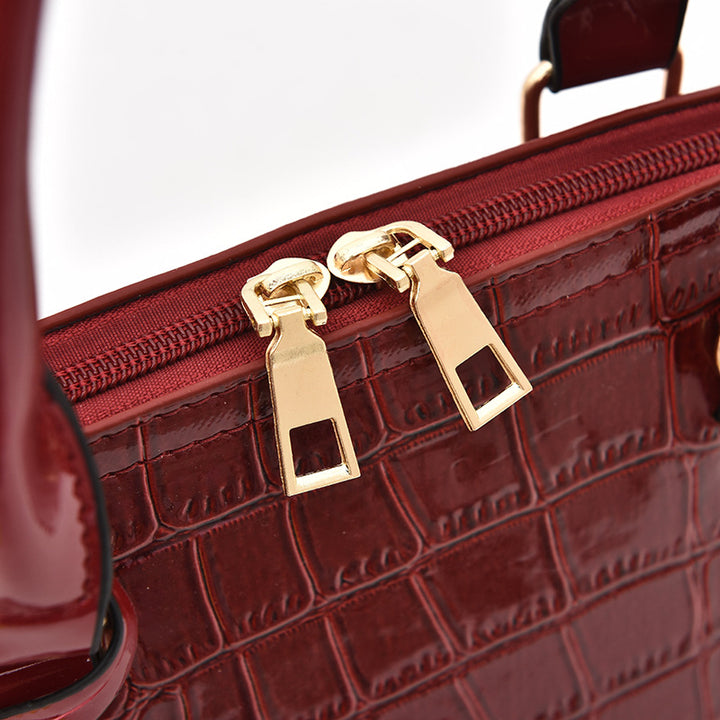 Umhängetasche mit Krokodilprägung, stilvolle Handtasche in Muschelform