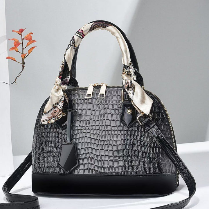 Handtasche mit Schlangenhaut-Optik und großer Kapazität, Umhängetasche in Muschelform