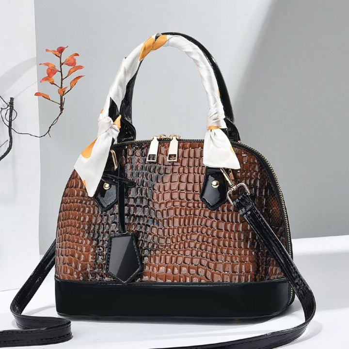 Handtasche mit Schlangenhaut-Optik und großer Kapazität, Umhängetasche in Muschelform