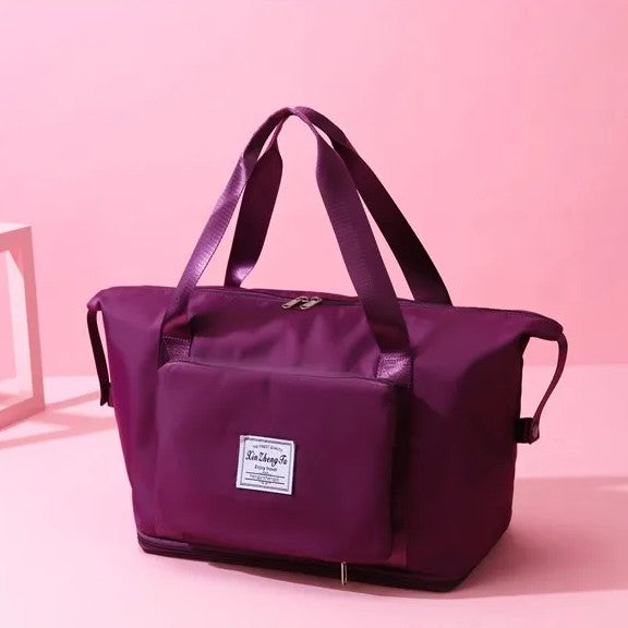 Reisetasche, extragroß, faltbar, mit Trennfach für Trocken- und Nasslagerung - DunkelMagenta - image 6