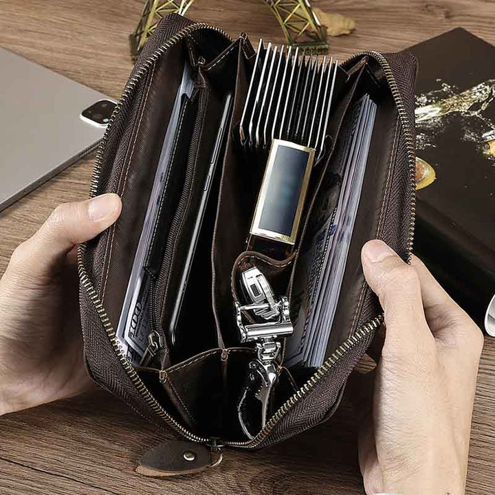 RFID Blocking Gentle Wallet Herren Business Echtleder Clutch