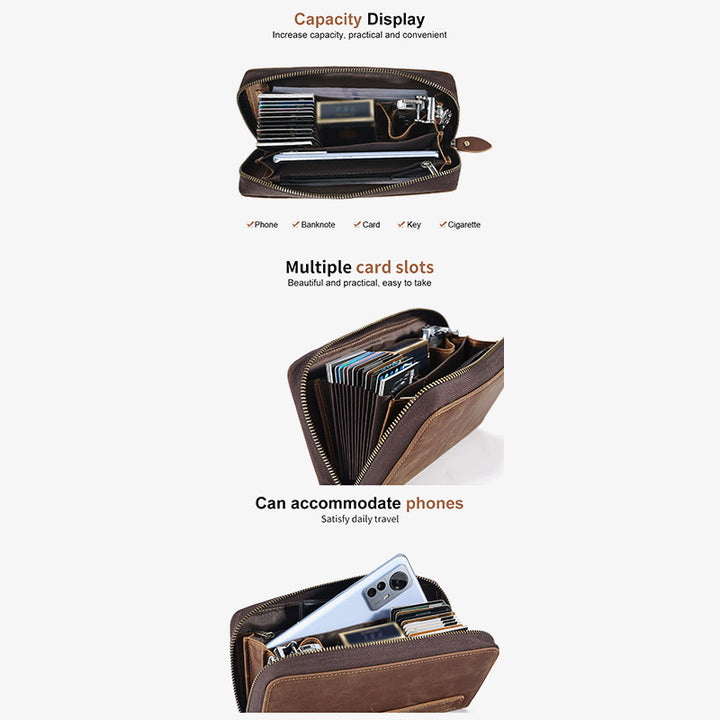 RFID Blocking Gentle Wallet Herren Business Echtleder Clutch