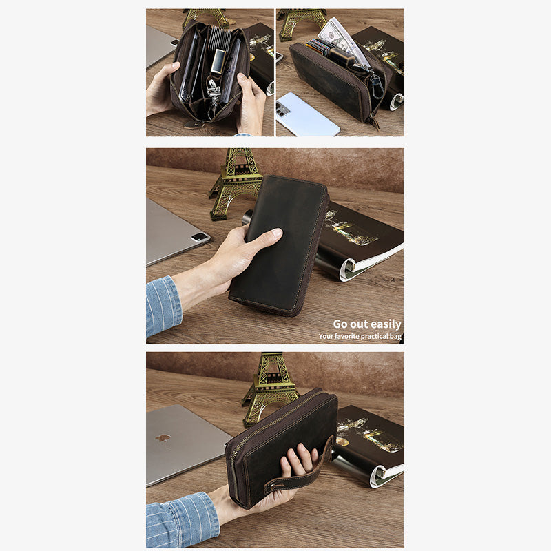 RFID Blocking Gentle Wallet Herren Business Echtleder Clutch