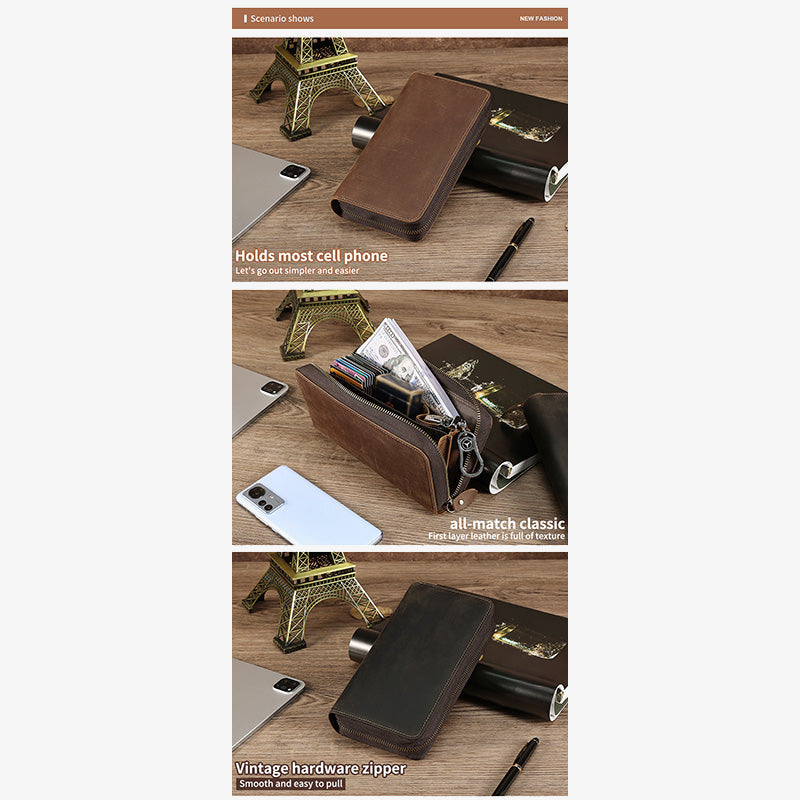 RFID Blocking Gentle Wallet Herren Business Echtleder Clutch