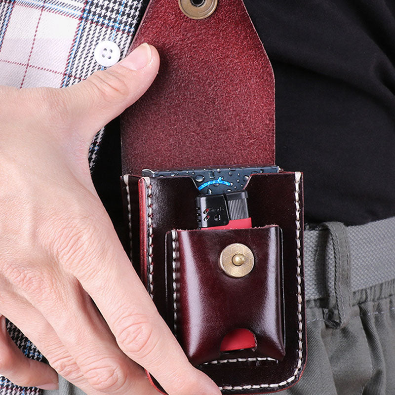 Echtes Leder Zigarettenanzünder Halter Tasche Mini Zigarren Hüfttasche