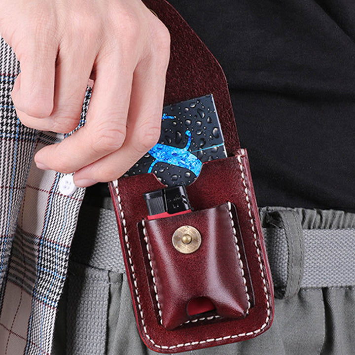 Echtes Leder Zigarettenanzünder Halter Tasche Mini Zigarren Hüfttasche