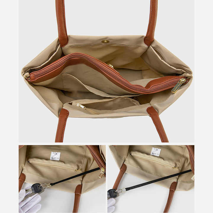 Tragetasche mit drei Fächern für Damen, minimalistisch, leicht, große Unterarmtasche